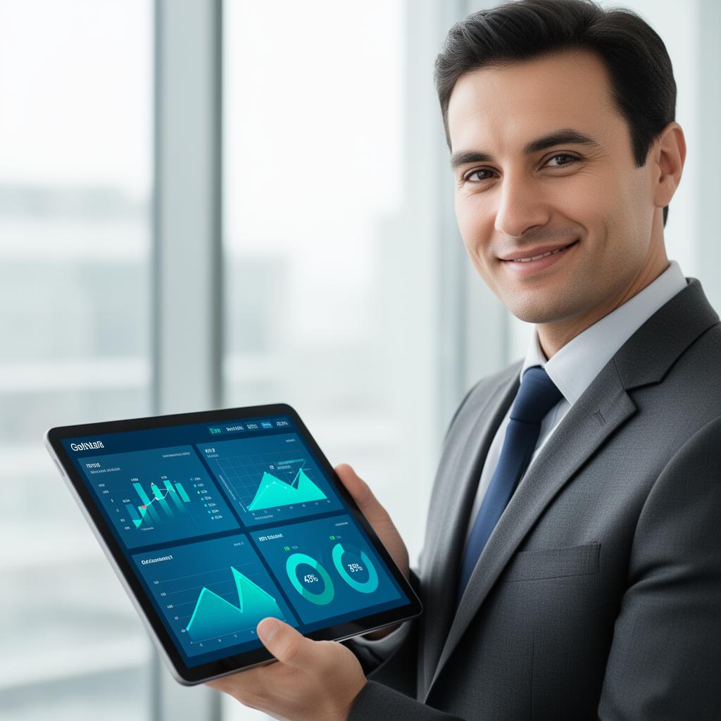Profissional analisando dashboard ConnectStation em tablet
